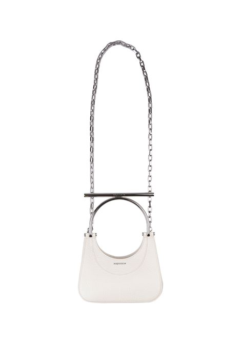 Borsa Mini Cross-Bar in Bianco/Argento ALEXANDER MCQUEEN | 803525-1VDBB9701